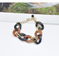 2020 2021 custom stylish acrylic and gold plated aluminum alloy circle link chain adjustable bracelet